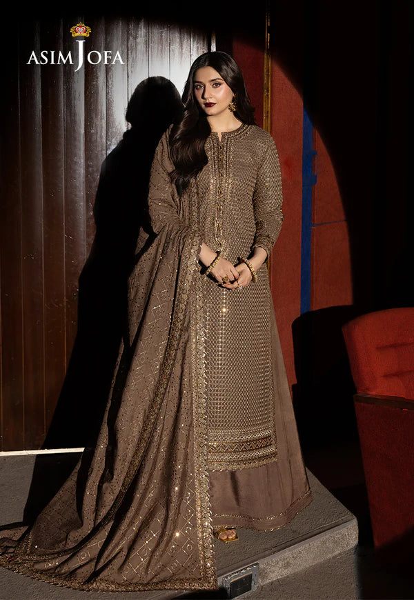 ASIM JOFA Chiffon Embroidered 3 Piece Dress - J0251  Fashion Flare