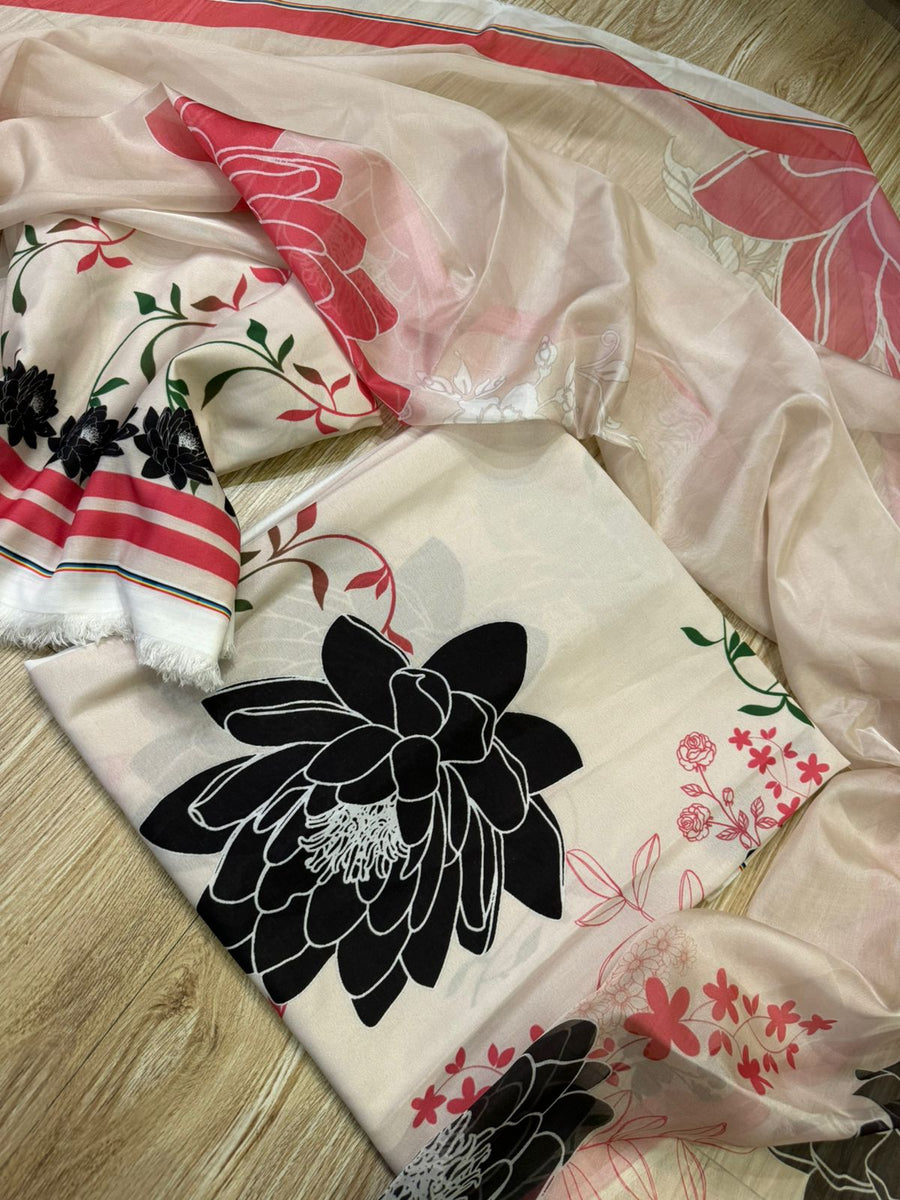 DIGITAL PRINTED SWISS LAWN 3pcs (BROWN FLORAL)