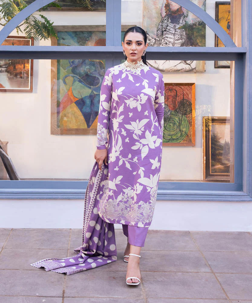 Sapphire Lilac and Off White Swiss Lawn 3 pc