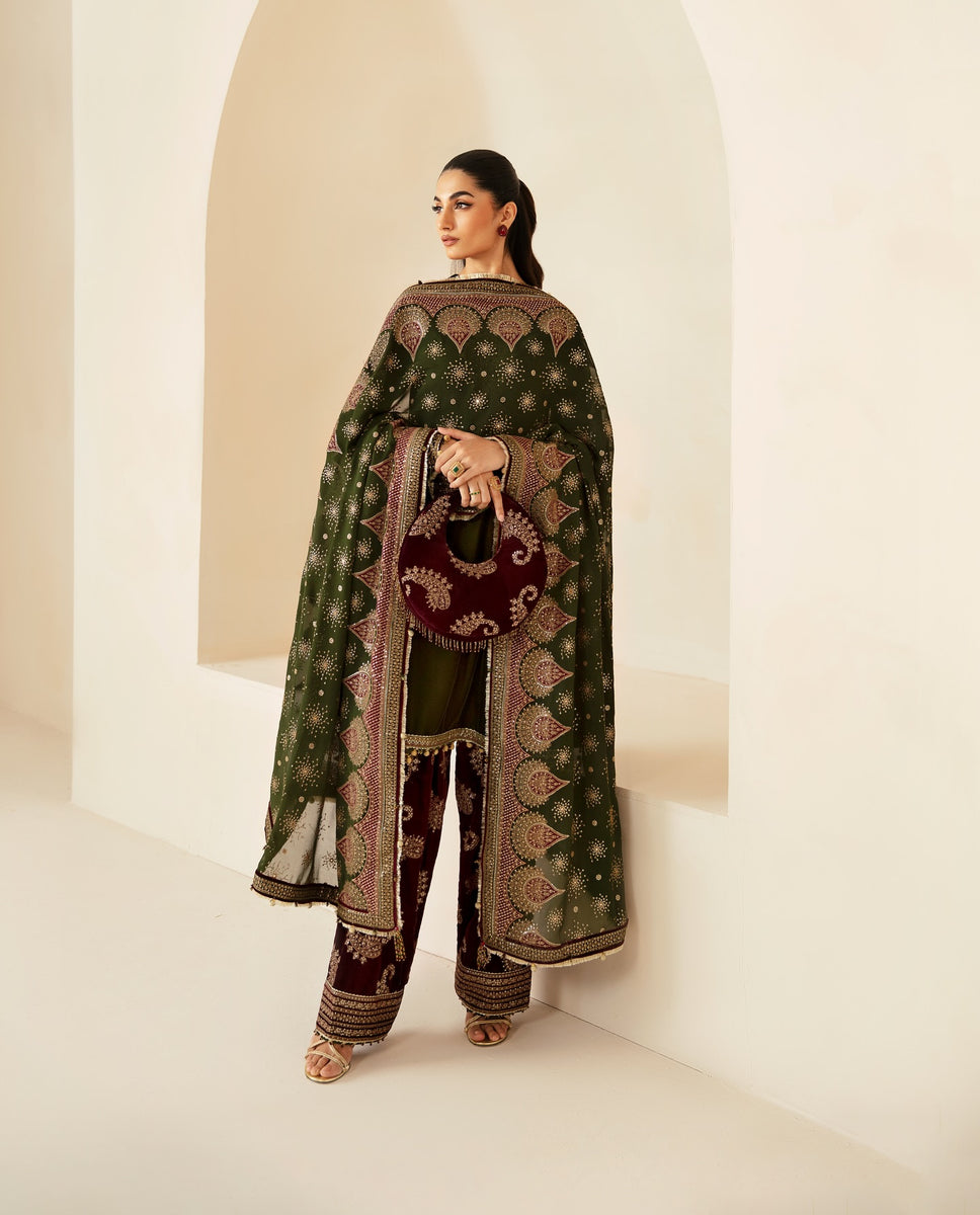 Jazmin Green 9000 Micro Velvet Thread Work Formal Collection main image 1