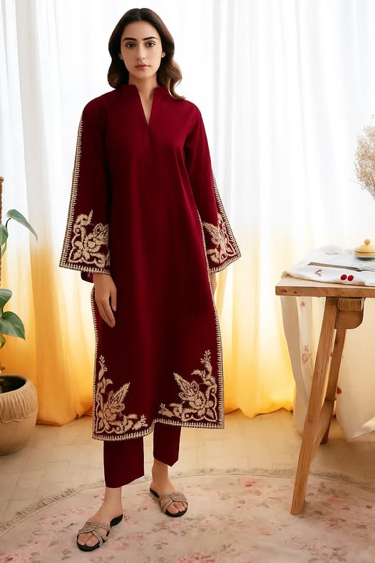 Sapphire Cotton Embroidered 2 Piece Dress - J2308 Sapphire Cotton Embroidered 2 Piece Dress - J2308