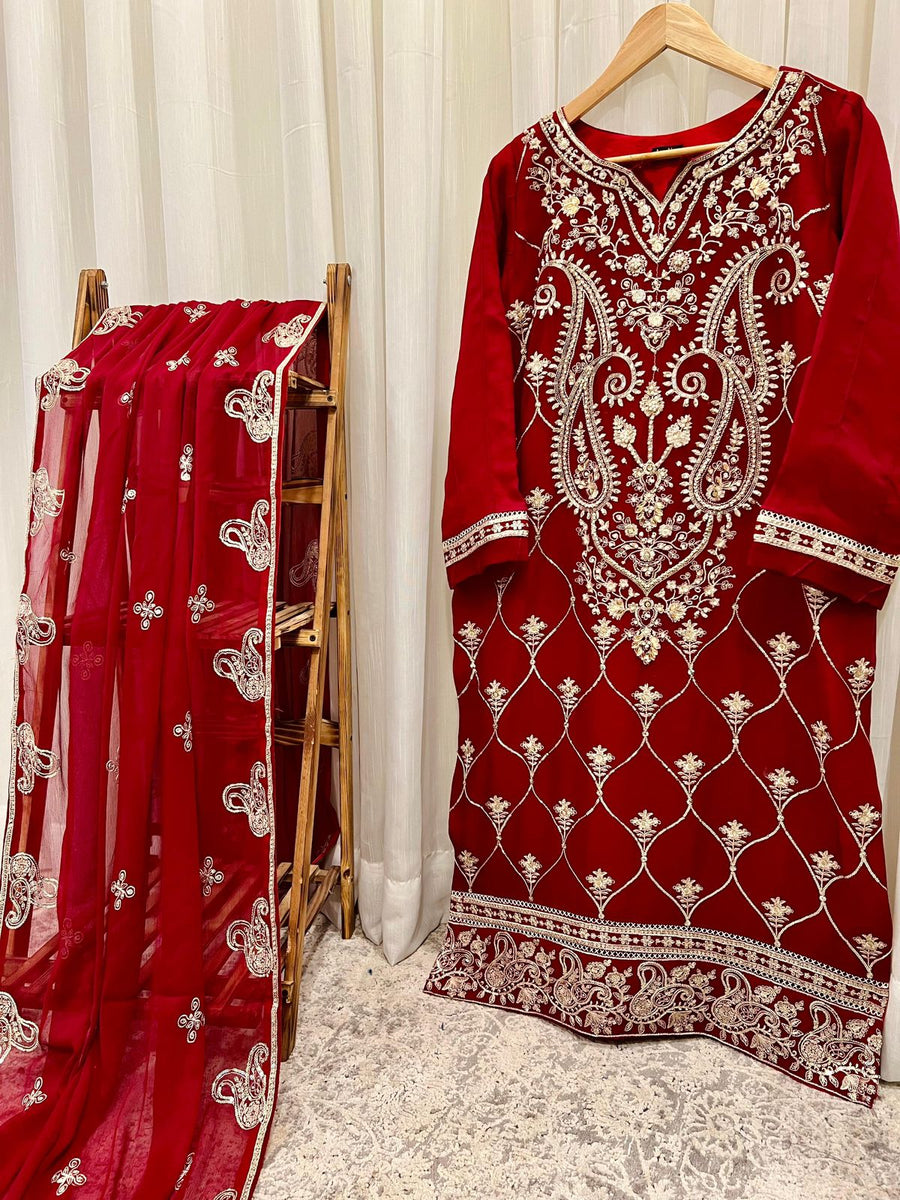 Agha Noor Chiffon 2 Piece Dress
