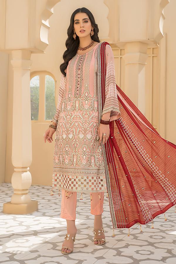 sachin and babi light blue dress Maria B Skin Formal Collection Chiffon Dress SC 1190 main image 0