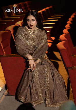 brown leather cut out dress AJMJ-19 | Asim Jofa main image 1