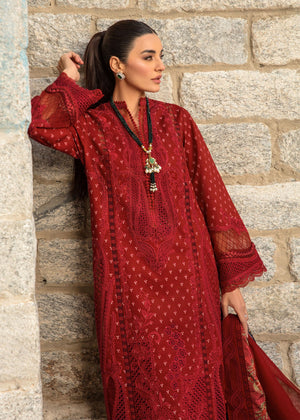 Crimson DANCING PAISLEYS Luxury Lawn Embroidered 3 Piece Dress - 20816