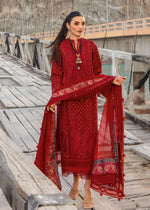 Crimson DANCING PAISLEYS Luxury Lawn Embroidered 3 Piece Dress - 20816