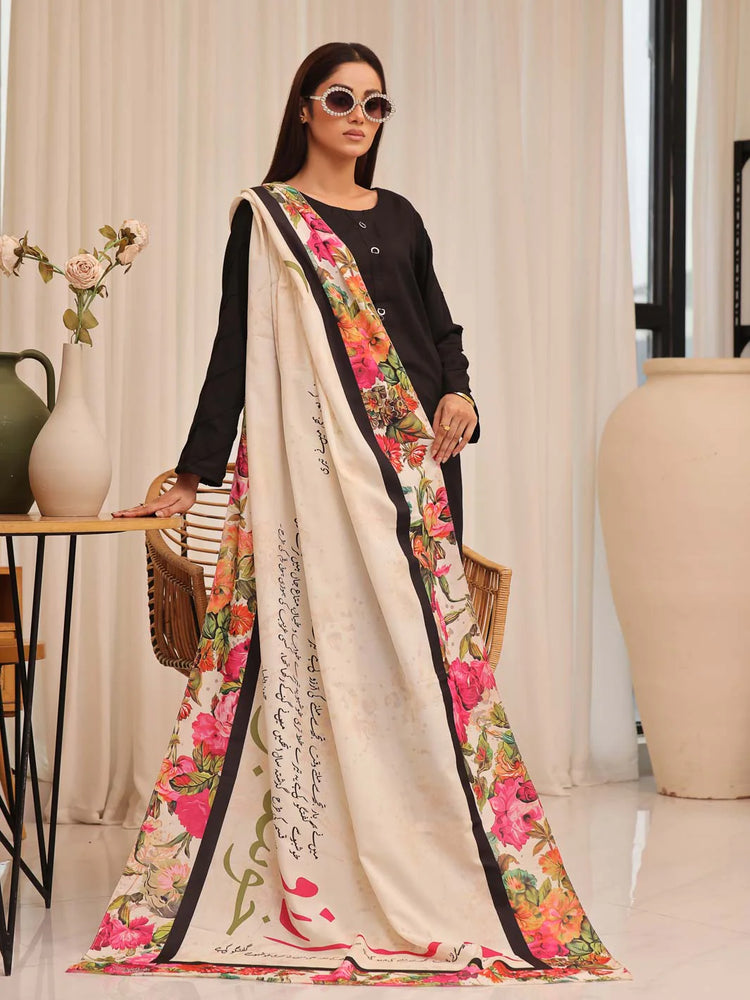 Original TNG KHUSHBOO Silk Calligraphy Digital Print Dupatta - 0223