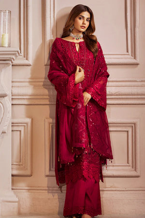 Emaan Adeel ELAINE Net Embroidered Hand Embellished 3 Piece Dress - 0169