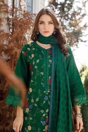 MariaB Evening Wear Embroidered Cotton 3 pc - 09686 - GREEN