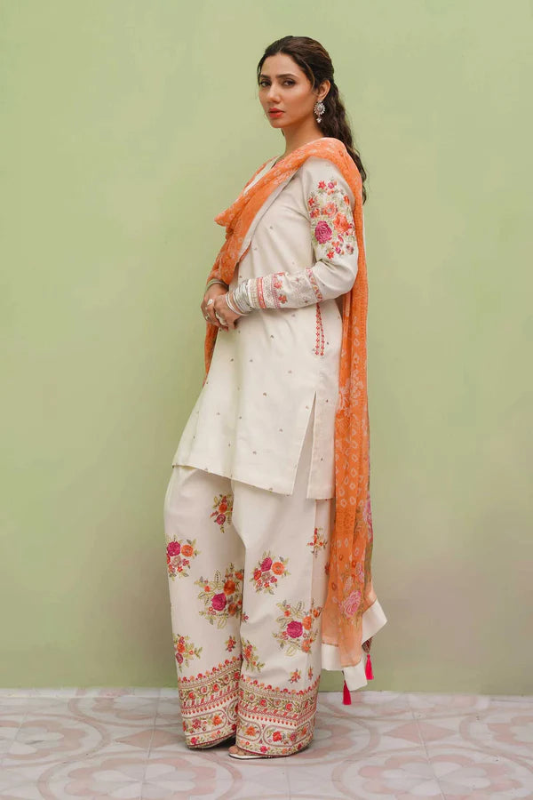 Zara Shahjahan Embroidered Karandi 3 pc - 09753