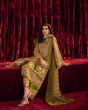 Mohsin Naveed Ranjha MEHNDI Organza 3 pc - 09742