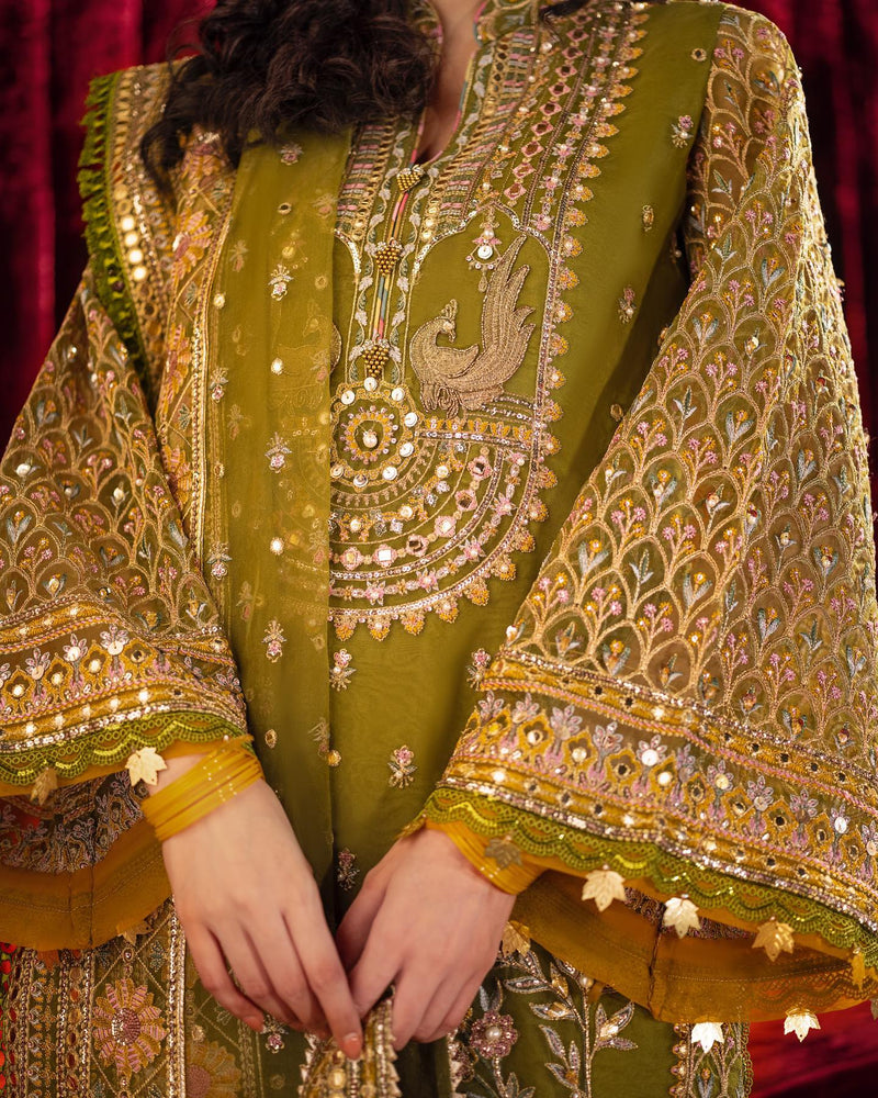 Mohsin Naveed Ranjha MEHNDI Organza 3 pc - 09742