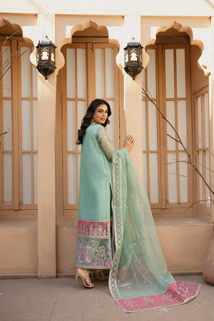 Afrozeh Embroidered Organza 3 pc - 08886