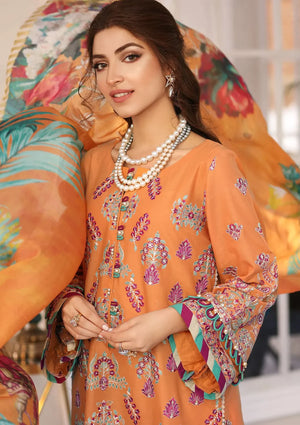 Elaf Festive TANGERINE Lawn 3 pc - 09048