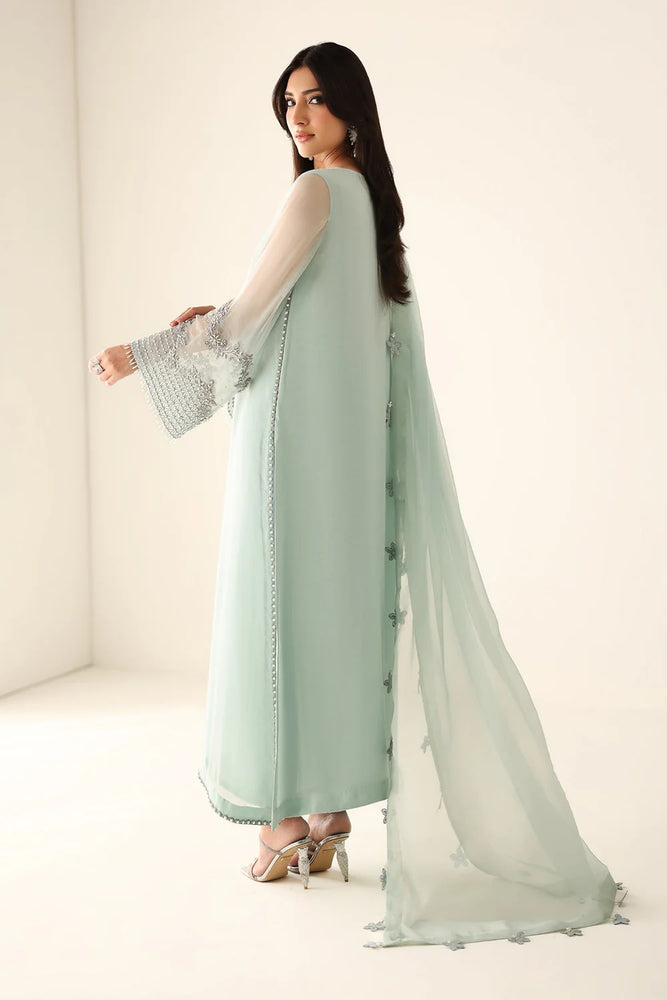 Barouqe Chiffon Embroidered & Hand Embellished with Clutch 3 Piece Dress - J0709