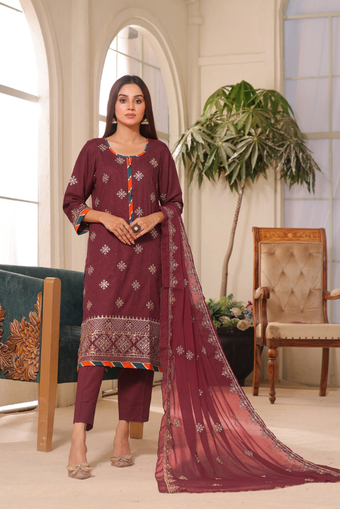 
            
                Load image into Gallery viewer, Fatima Noor Winter Collection Embroidered Cotton 3 pc - 09610
            
        