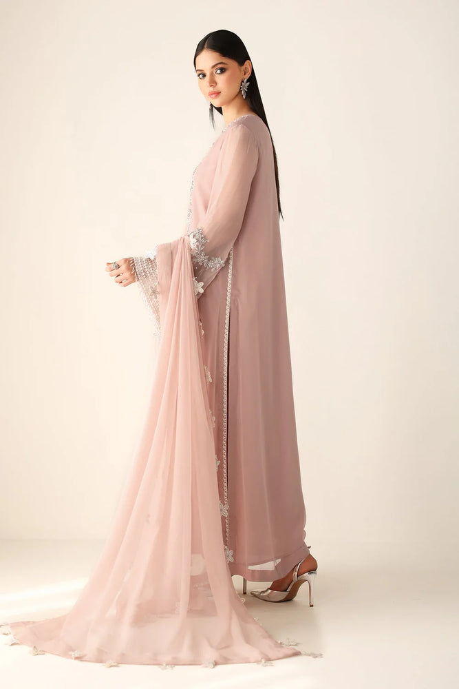 Barouqe Chiffon Embroidered & Hand Embellished with Clutch 3 Piece Dress - J0710