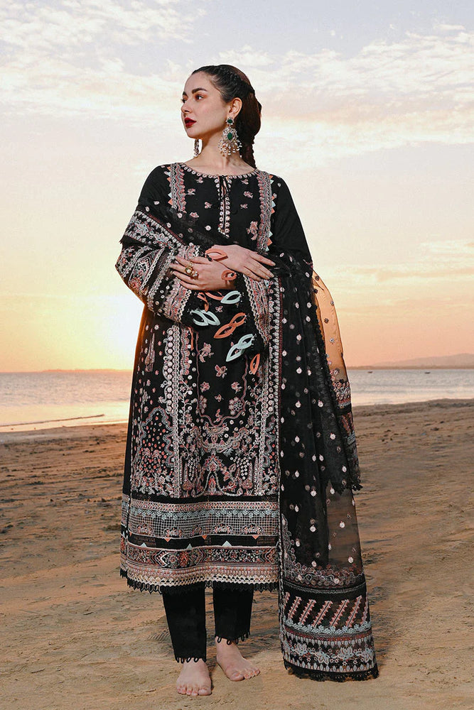 Qalamkar Sahil Luxury HUMA Lawn 3 pc - 08756