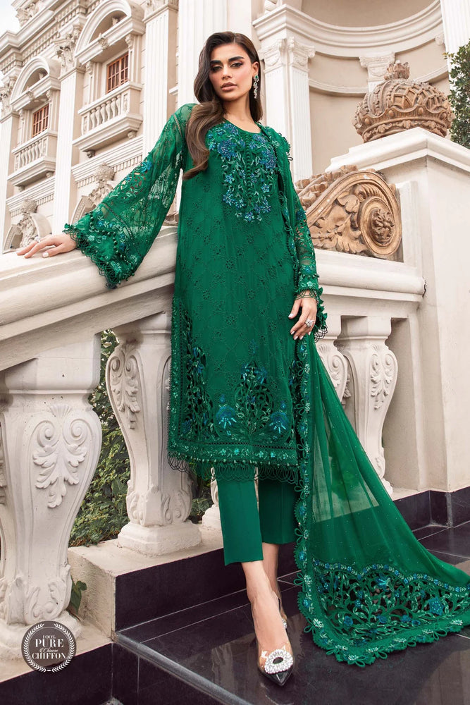 Long green chiffon dress hot sale