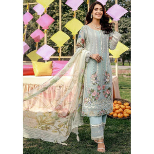 Elaf Festive PEWTER FLORAL Chikankari Lawn 3 pc - 08767