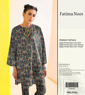 Original Fatima Noor Factory Leftover Co Ord Slub Linen 2 pc - 09316