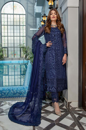 
            
                Load image into Gallery viewer, Azure Luxe GLOOMING SEA Chiffon 3 pc - 08851
            
        