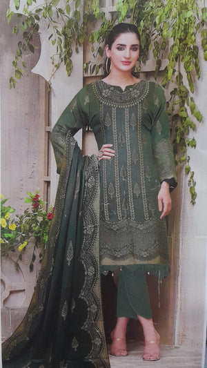 Charizma Jaquard Banarsi Lawn 3 pc - 08964