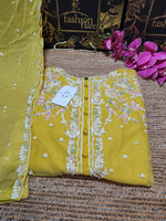 Agha Noor BRASS YELLOW - 2 PC Chiffon Stitched Dress - 10431