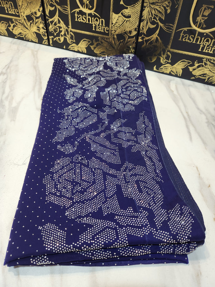 Rangoli Chiffon Stone work Saree - 0292