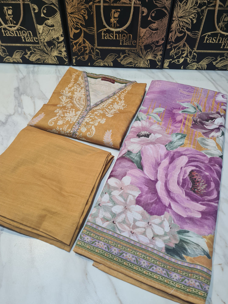 Original Binsaeed Khaddar Digital Print 3 Piece Winter STITCHED Dress - J1040