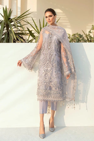 Baroque Net Embroidered 3 Piece Dress - 0184