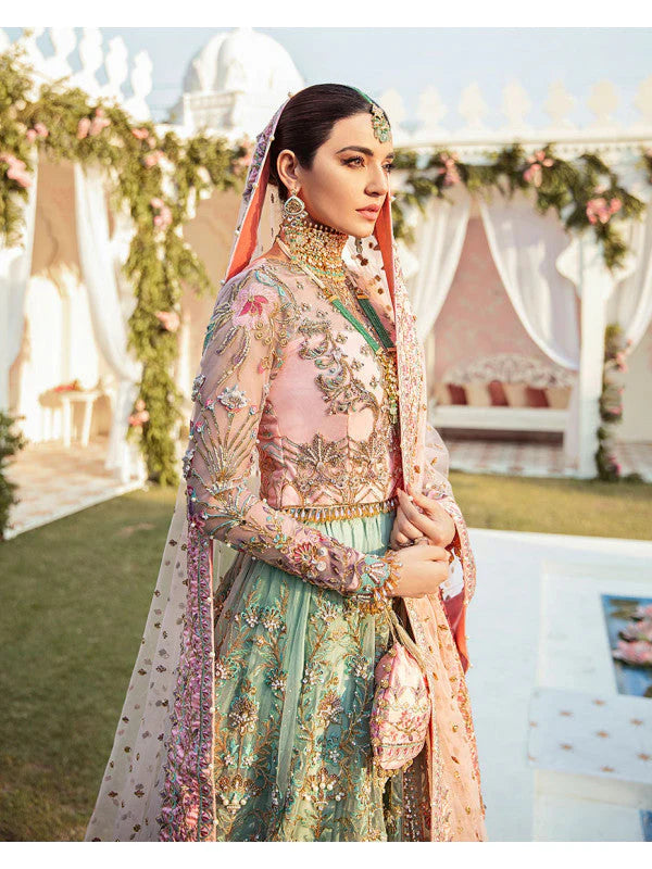 Maha Wajahat Net Embroidered & Hand Embellished 4 Piece Maxi  - J0285