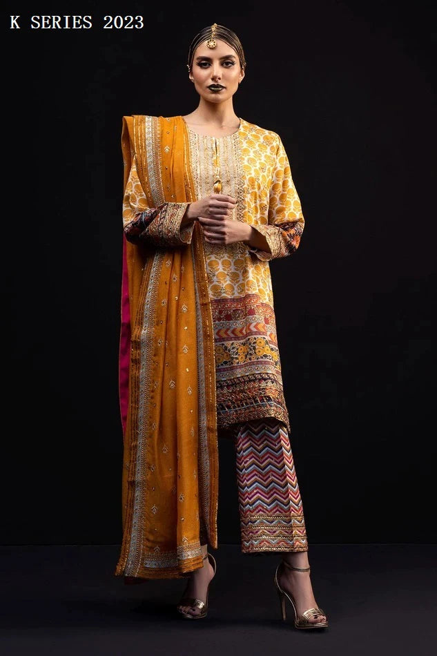 Khaadi Embroidered & Printed Lawn 3 pc - 08695