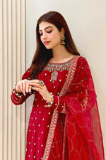 MariaB SF Maroon Raw Silk 3 pc - 09091