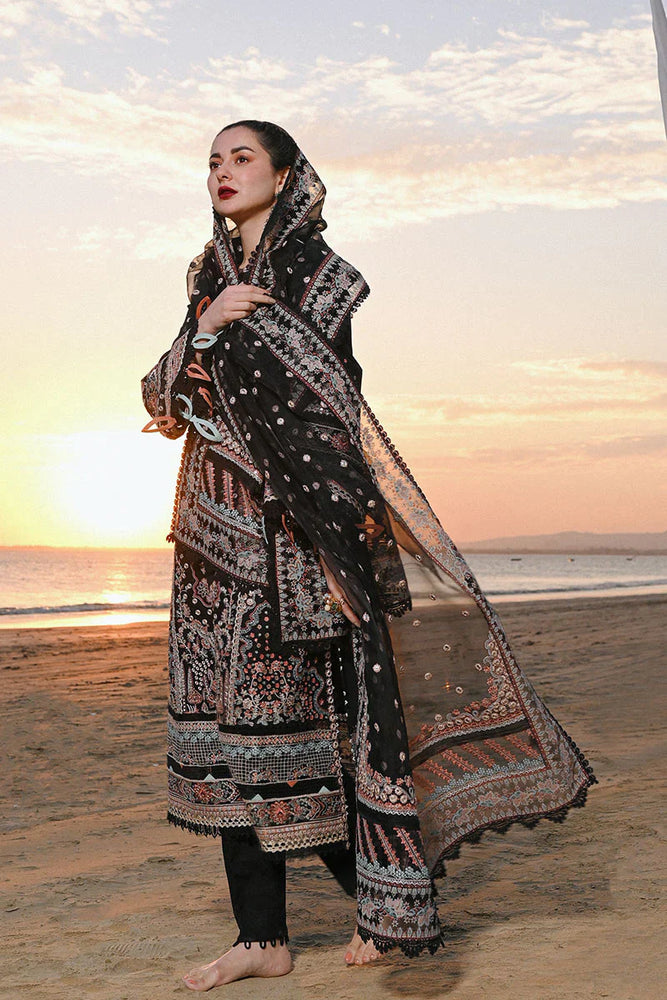 Qalamkar Sahil Luxury HUMA Lawn 3 pc - 08756