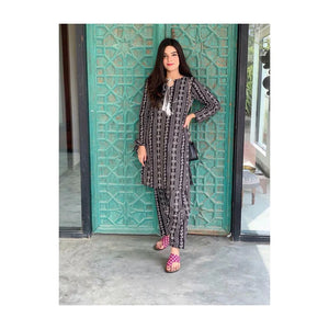 Fatima Noor Chunri Print Lawn 2 pc - 08977 - Black