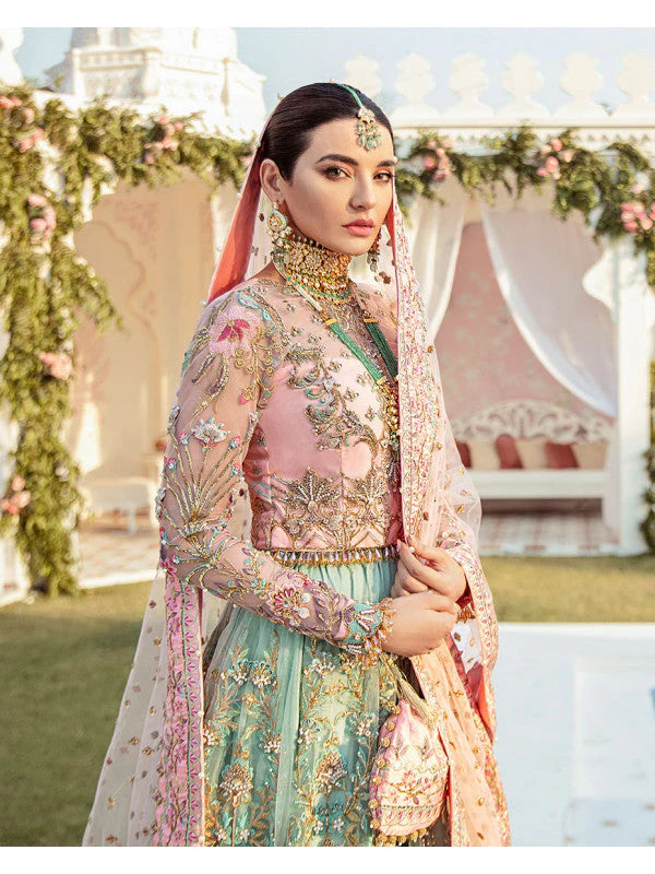 Maha Wajahat Net Embroidered & Hand Embellished 4 Piece Maxi  - J0285