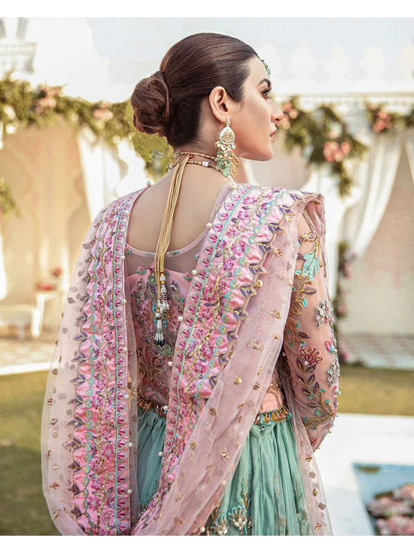 Maha Wajahat Net Embroidered & Hand Embellished 4 Piece Maxi  - J0285