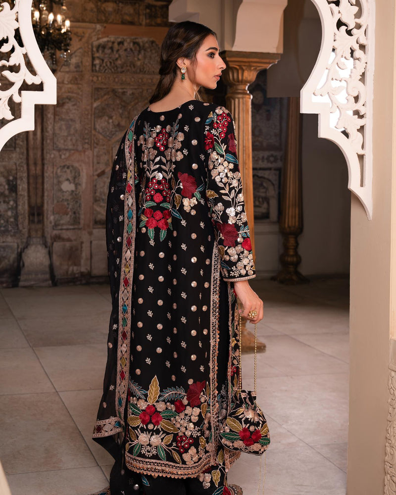 Haseens MEHNAAZ Velvet Festive Embroidered 3 Piece Dress - 20429