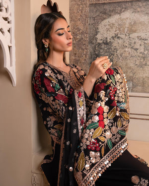 Haseens MEHNAAZ Velvet Festive Embroidered 3 Piece Dress - 20429