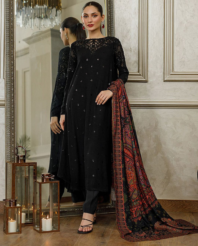 Threads and Motifs - Embroidered Charmeuse Silk 3 pc - 10058