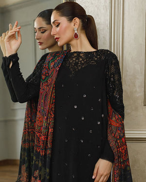 Threads and Motifs - Embroidered Charmeuse Silk 3 pc - 10058