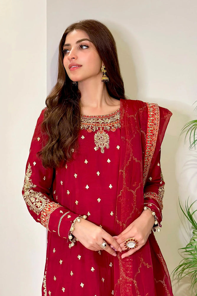 MariaB SF Maroon Raw Silk 3 pc - 09091