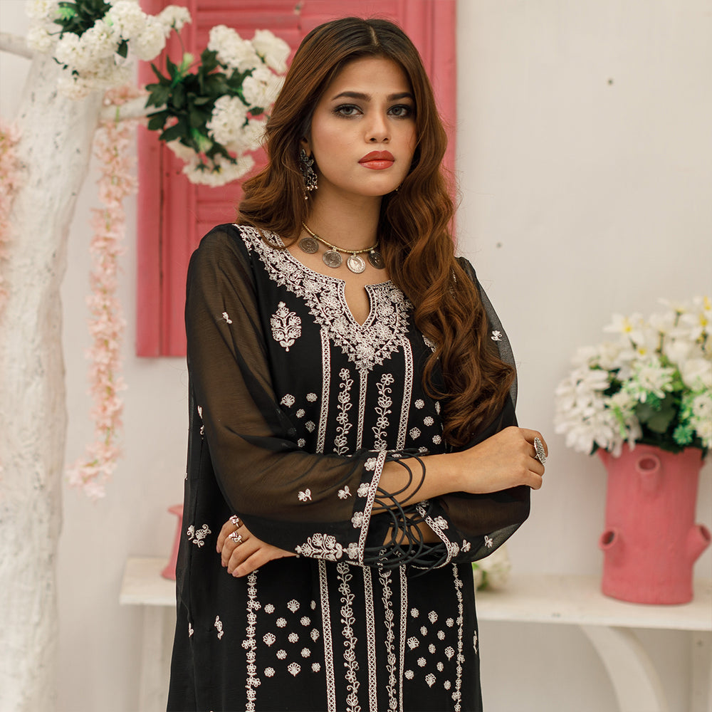 Original Leftover Akasya Jashan-e- Bahar KARAGUL Chiffon 2 pc - 09815