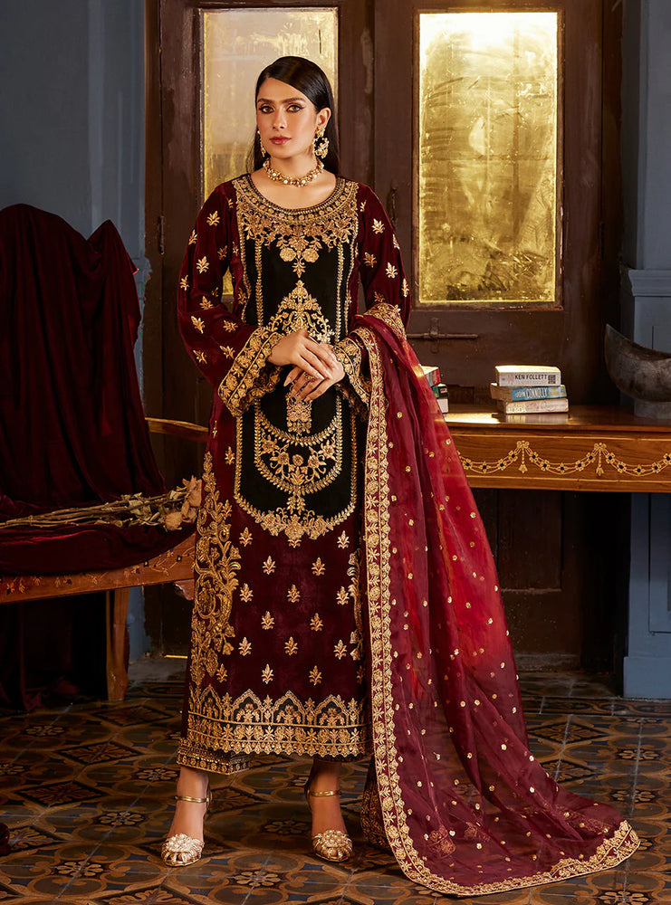 Zainab Chottani 5000 micro Velvet ZIBA 3 pc - 09849