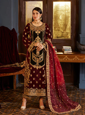 Zainab Chottani 5000 micro Velvet ZIBA 3 pc - 09849