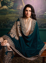 Zainab Chottani AMBER Mesuri Tissue With 9000 micro Velvet Shawl 3 pc - 11574