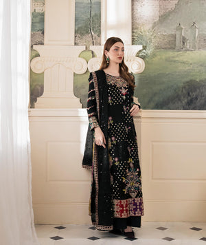 Haseens SHANAYA Chiffon Embroidered & Hand Embellished 3 Piece dress - 0108