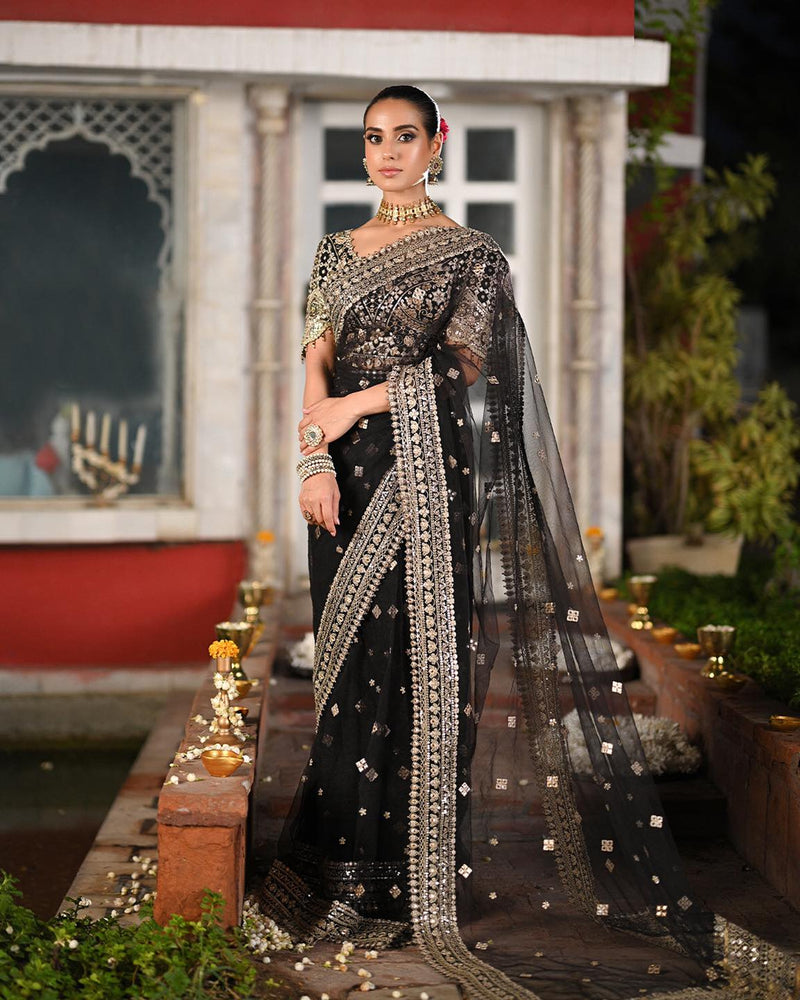 Qalamkar MINHA Net Saree - 20328