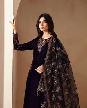 Jazmin EMBROIDERD micro 9000 velvet Embroidered 3 piece - 0079